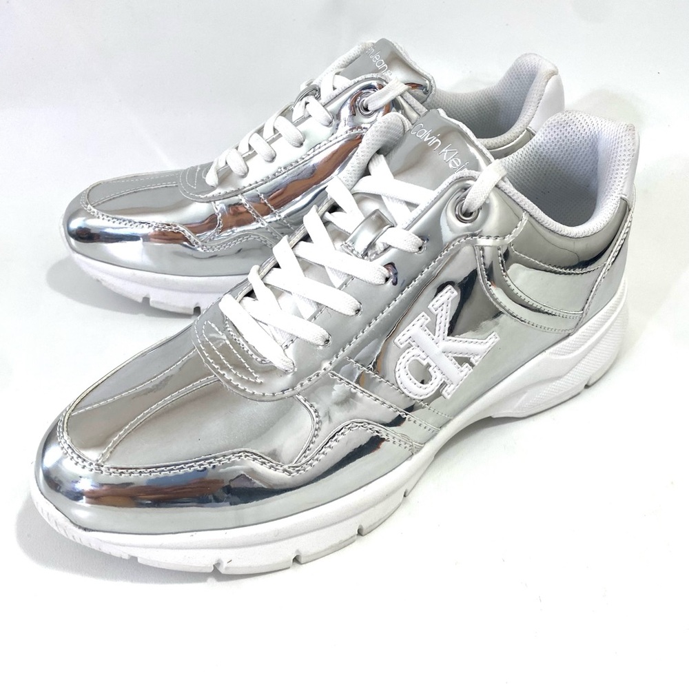 Calvin Klein Silver Low Top Sneakers Trainers 11 M Women’s Casual Comfort